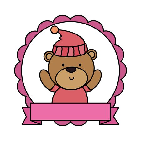 lace with little bear teddy and hat vector illustration designのイラスト素材
