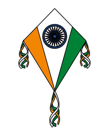 kite flying with indian flag country vector illustration designのイラスト素材
