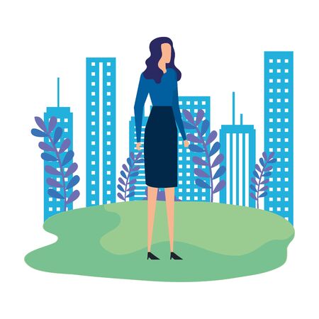 elegant businesswoman in the park scene vector illustration designのイラスト素材