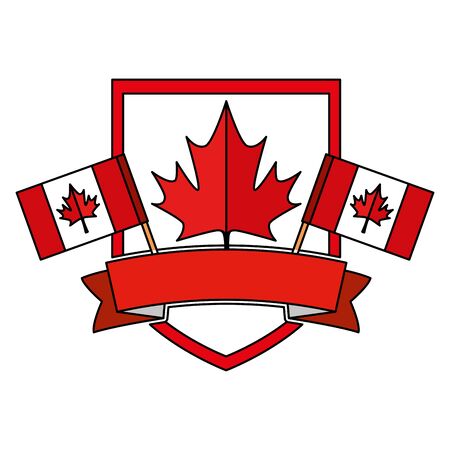 shield with canadian flags frame vector illustration designのイラスト素材