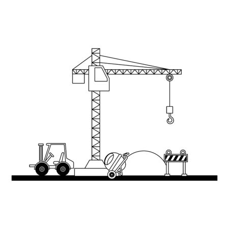 construction forklift bricks mixer barricade vector illustrationのイラスト素材