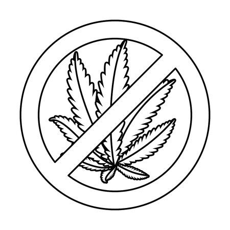 cannabis plant leafs with denied symbol vector illustration designのイラスト素材
