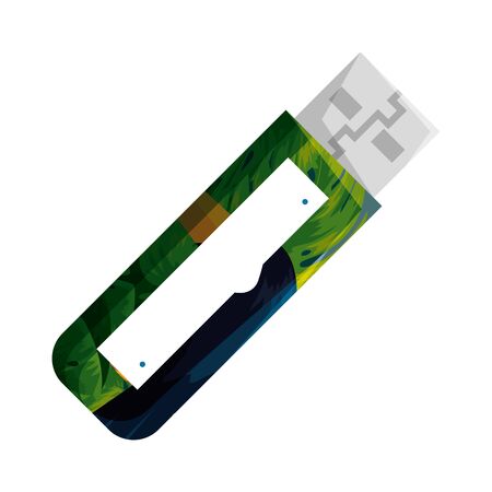 usb memory flash with tropical flowers print vector illustration designのイラスト素材
