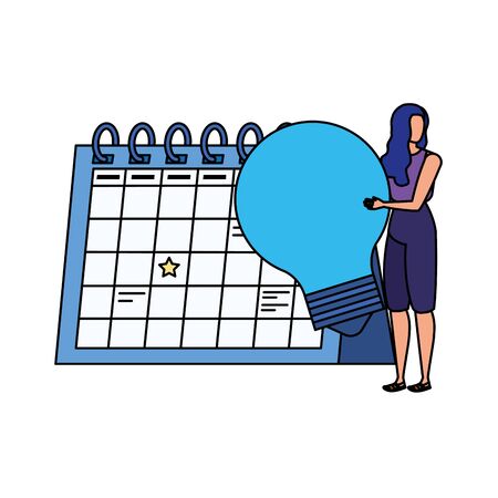 young woman with calendar character vector illustration designのイラスト素材