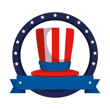 tophat with united states of america flag and ribbon vector illustration designのイラスト素材