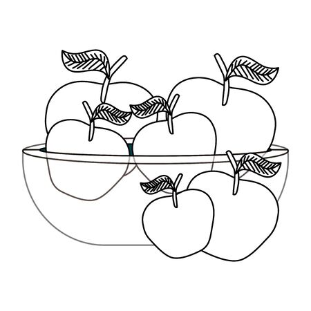 fresh apples fruits in glass bowl vector illustration designのイラスト素材