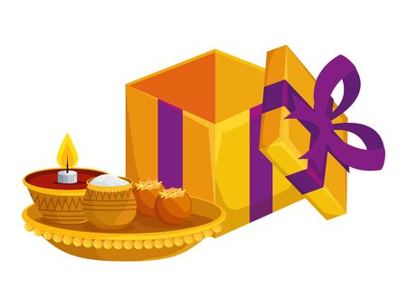 ramadan kareem dish with candle and food gift vector illustration designのイラスト素材