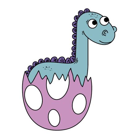newborn diplodocus breaking the shell vector illustration designのイラスト素材