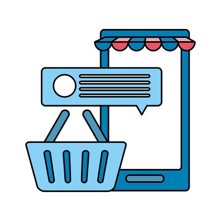 smarphone device with ecommerce icons vector illustration designのイラスト素材