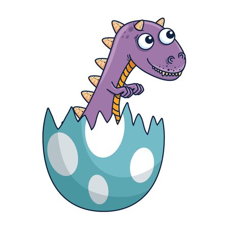 cute newborn tyrannosaurus rex breaking shell vector illustration designのイラスト素材