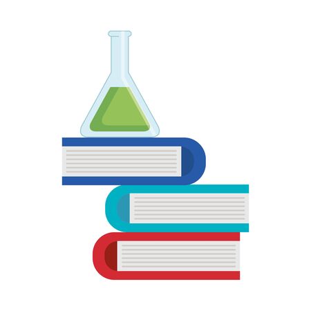 tube test with pile books vector illustration designのイラスト素材