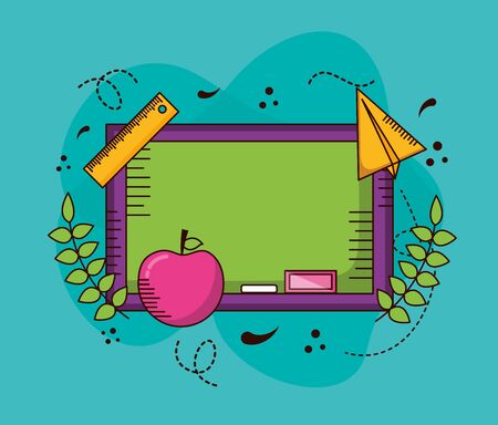 blackboard apple paper plane school teachers day vector illustration designのイラスト素材