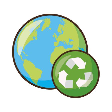 planet with recycle sign earth day vector illustrationのイラスト素材
