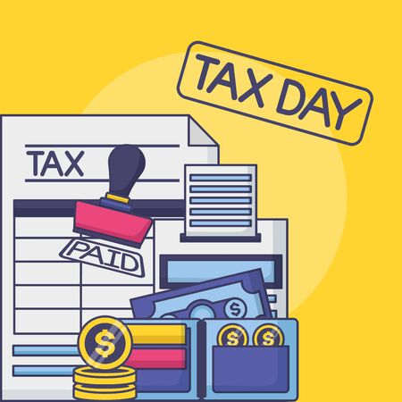 form calculator wallet paid stamp money tax payment vector illustration vector illustrationのイラスト素材