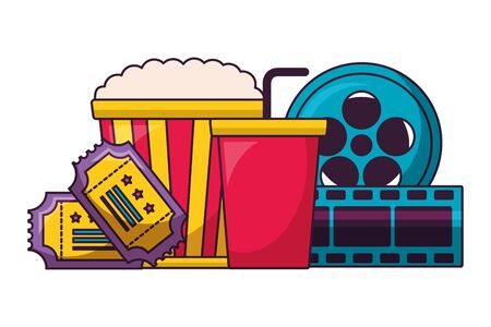 pop corn reel soda cinema movie vector illustrationのイラスト素材
