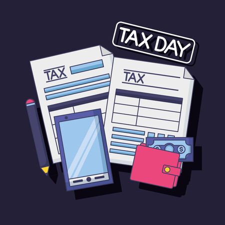 cellphone wallet money pen form tax payment vector illustrationのイラスト素材