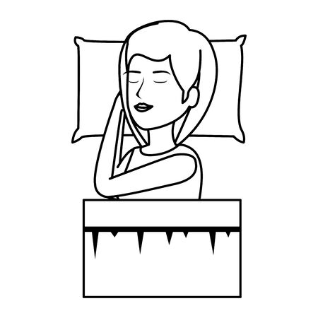 beautiful woman slepping character vector illustration designのイラスト素材