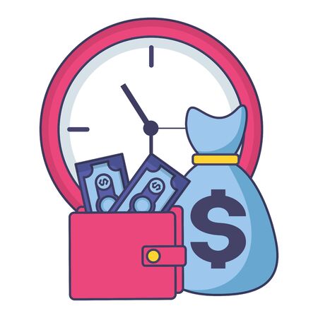clock money bag wallet tax time payment vector illustrationのイラスト素材