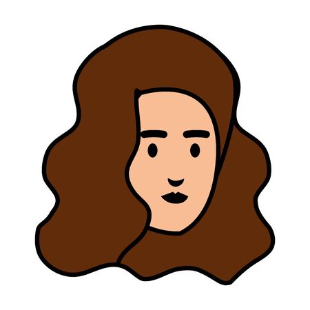 beautiful and young woman head character vector illustration designのイラスト素材