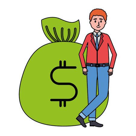 businessman with money bag banking vector illustrationのイラスト素材