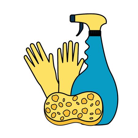 gloves sponge and plunger spring cleaning tools vector illustrationのイラスト素材