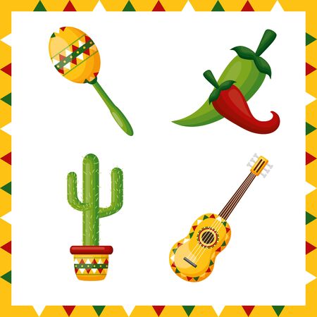 mexico cinco de mayo celebration set vector illustrationのイラスト素材