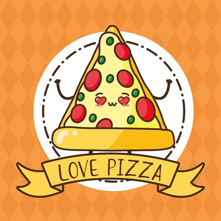 pizza fast food cartoon vector illustrationのイラスト素材