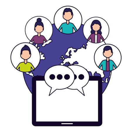 people mobile chatting world social media vector illustrationのイラスト素材