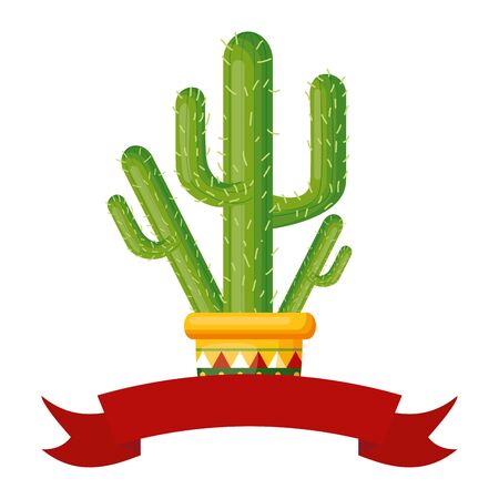 potted cactus mexico cinco de mayo sticker vector illustrationのイラスト素材
