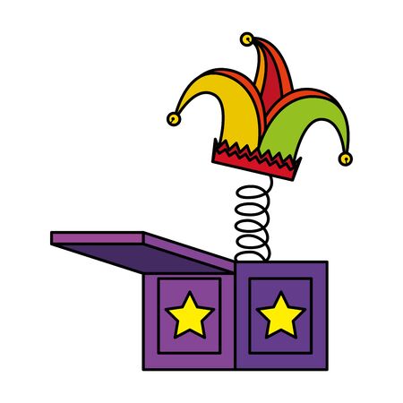 jester hat in surprise box fools day icon vector illustration designのイラスト素材