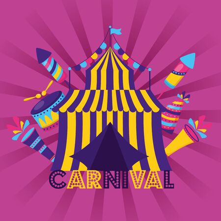 carnival tent circus drum hat vector illustration designのイラスト素材
