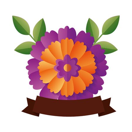 flower branch leaves foliage decoration vector illustrationのイラスト素材