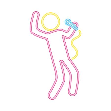 singer microphone karaoke music neon vector illustrationのイラスト素材