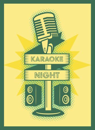 microphone speakers karaoke retro style poster vector illustrationのイラスト素材