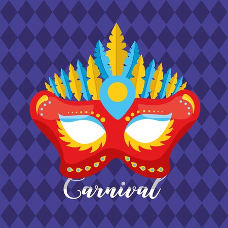 mask with feather decoration carnival vector illustrationのイラスト素材