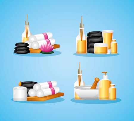 spa treatment therapy set skin care icons vector illustrationのイラスト素材