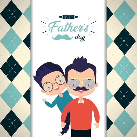 happy fathers day dad carrying son card vector illustrationのイラスト素材