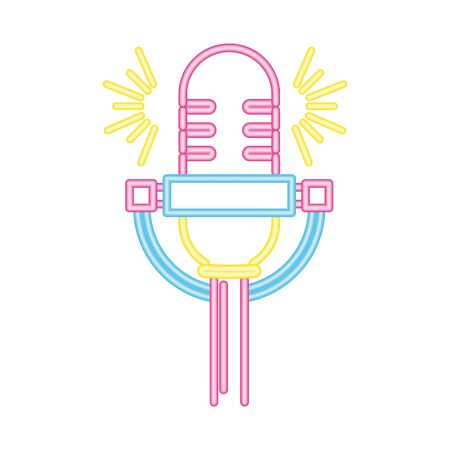 microphone sound retro neon style vector illustrationのイラスト素材