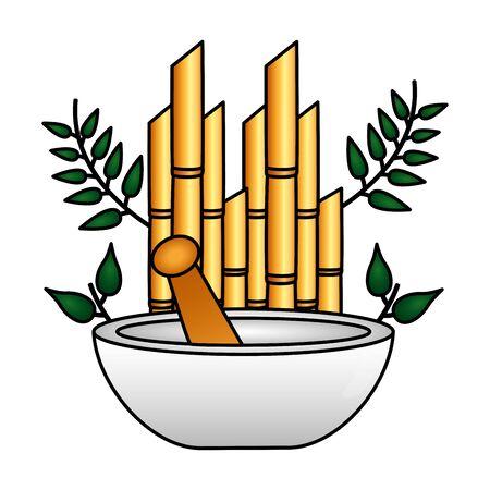 aromatherapy bowl bamboo spa treatment therapy vector illustrationのイラスト素材
