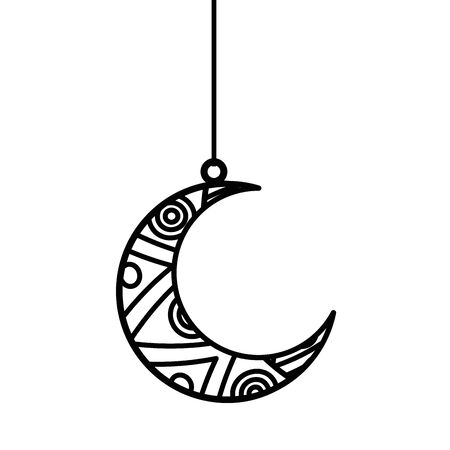 ramadan kareem moon hanging decoration vector illustration designのイラスト素材