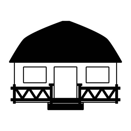 tropical bungalow beach house on white background vector illustrationのイラスト素材