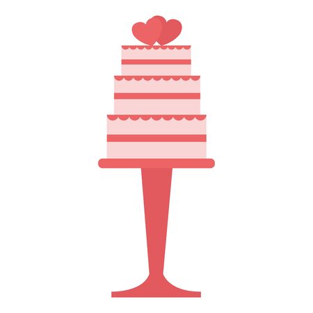 wedding cake with hearts in the stand vector illustrationのイラスト素材