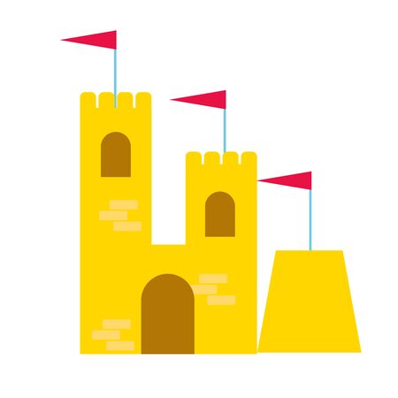sand castle with flags on white background vector illustrationのイラスト素材