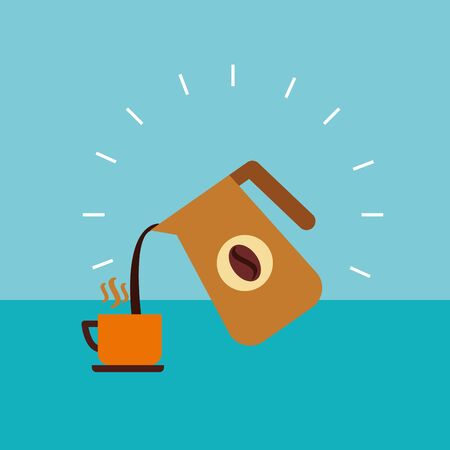 Coffee cup and kettle design, Drink breakfast beverage bakery restaurant and shop theme Vector illustrationのイラスト素材