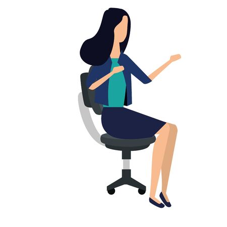 elegant businesswoman worker seated in office chair vector illustration designのイラスト素材