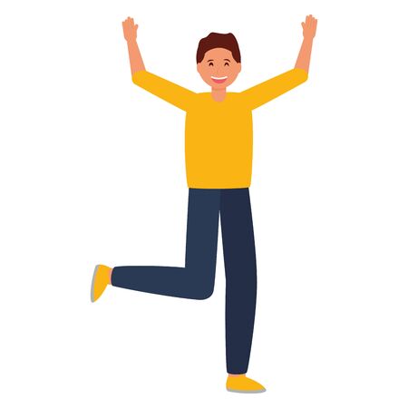 happy young man character on white background vector illustrationのイラスト素材