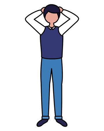 boy with sadness mental depressed vector illustrationのイラスト素材