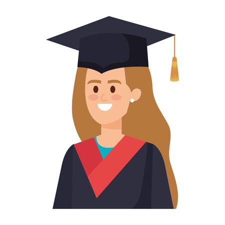 young woman student graduated character vector illustration designのイラスト素材