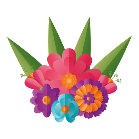 flowers leaves foliage on white background vector illustrationのイラスト素材