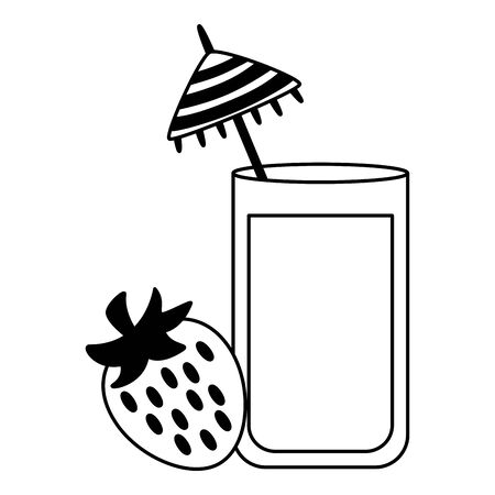 summer time holiday cocktail and strawberry vector illustrationのイラスト素材